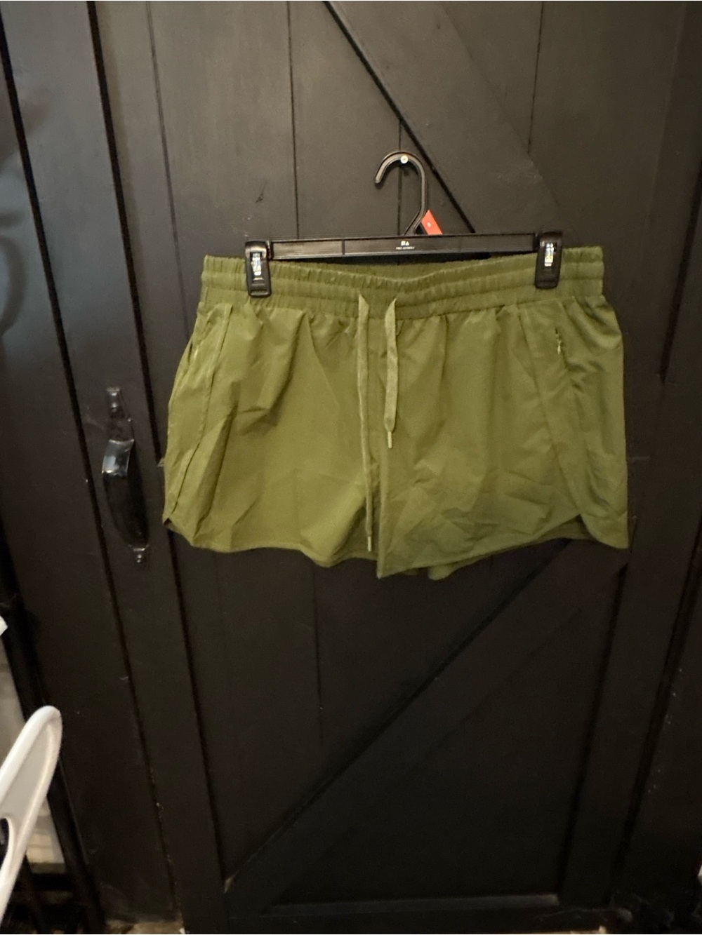 Men's Olive Green Athletic Shorts with Drawstring Waist